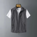 Men's slim-fit rabbit fur waistcoat with a hood in army green colour