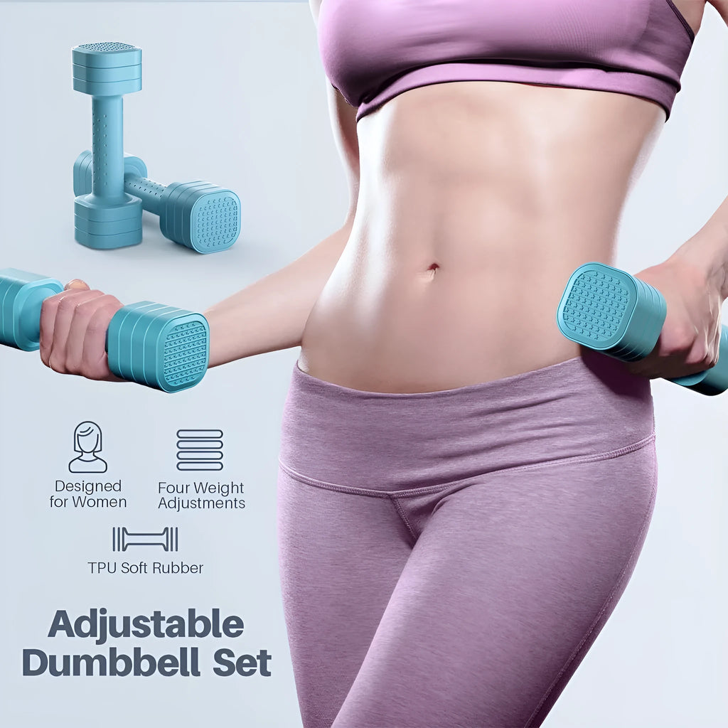 Women's detachable dumbbell set in four colour options with 5lb adjustable weights