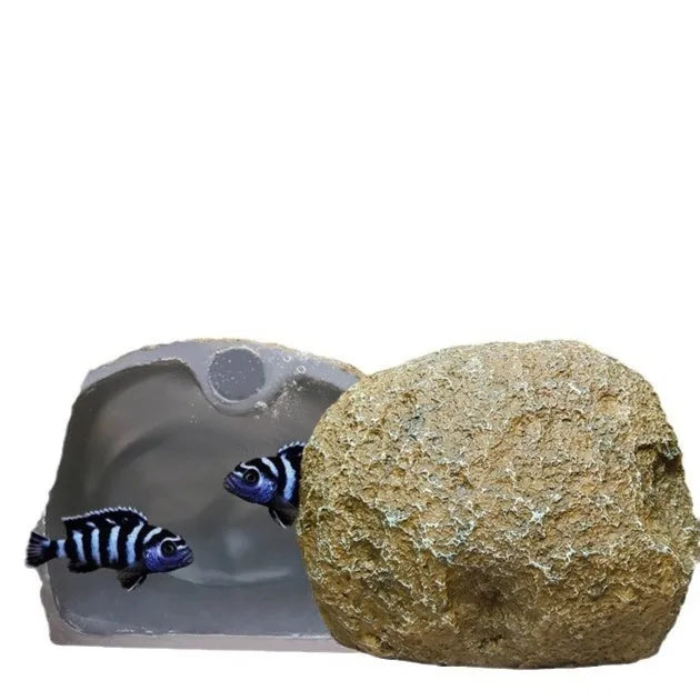 Magnetic aquarium shelter ornament for shrimp breeding and fry hiding on glass tank wall