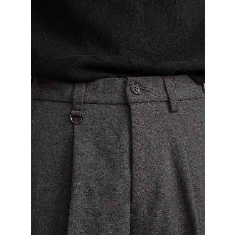 Men's straight-leg casual business trousers in polyester fabric available in four colours