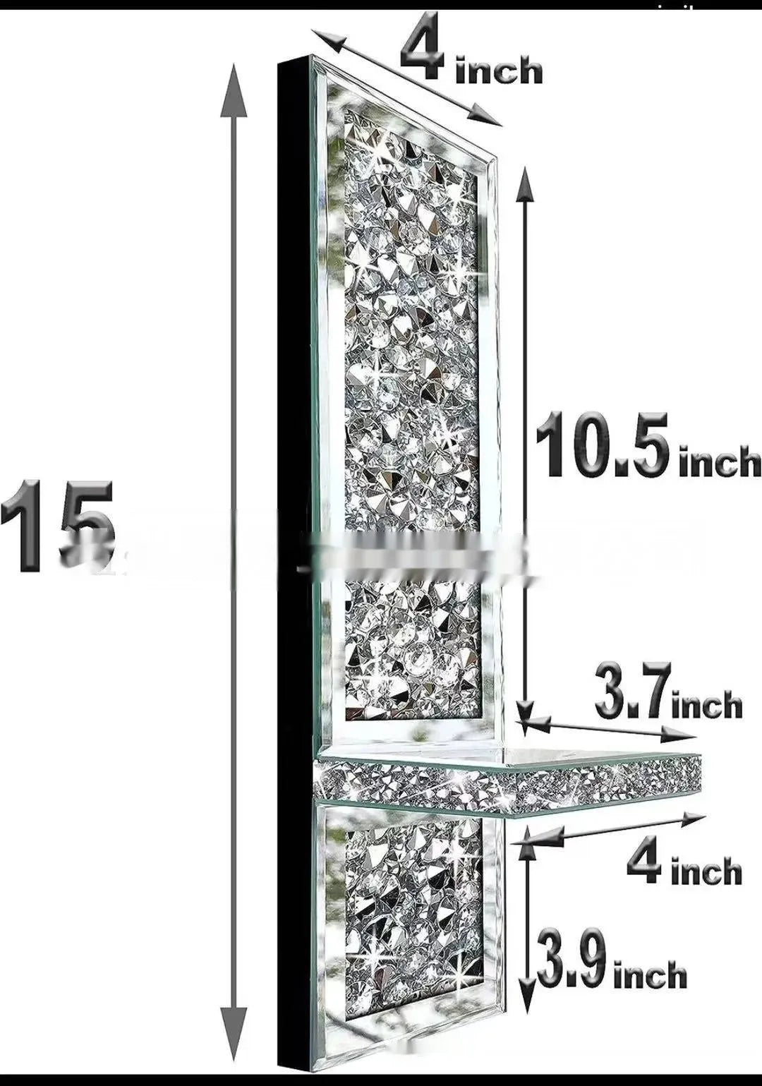 Pair of tall silver mirror glass wall candle holders, modern style.
