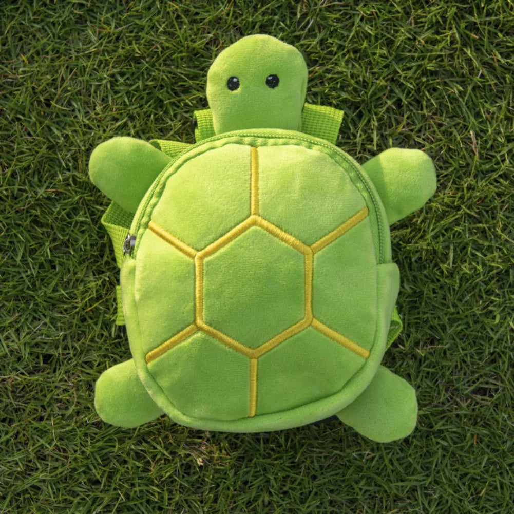 Cartoon turtle shaped velvet dog backpack harness vest with metal zipper in brown colour