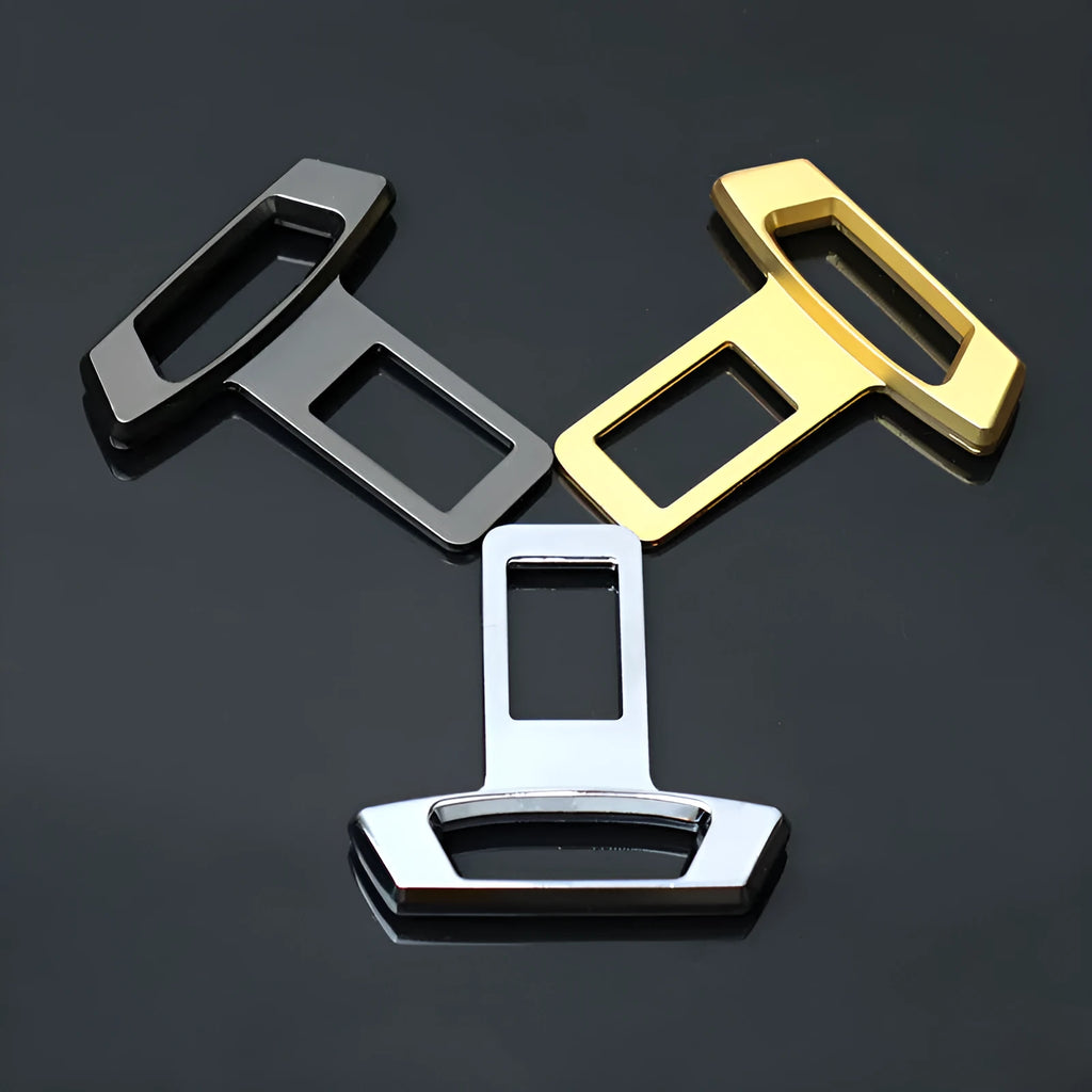 Metal car interior door pin silencer insert shown in matte black, gold, and silver colour options