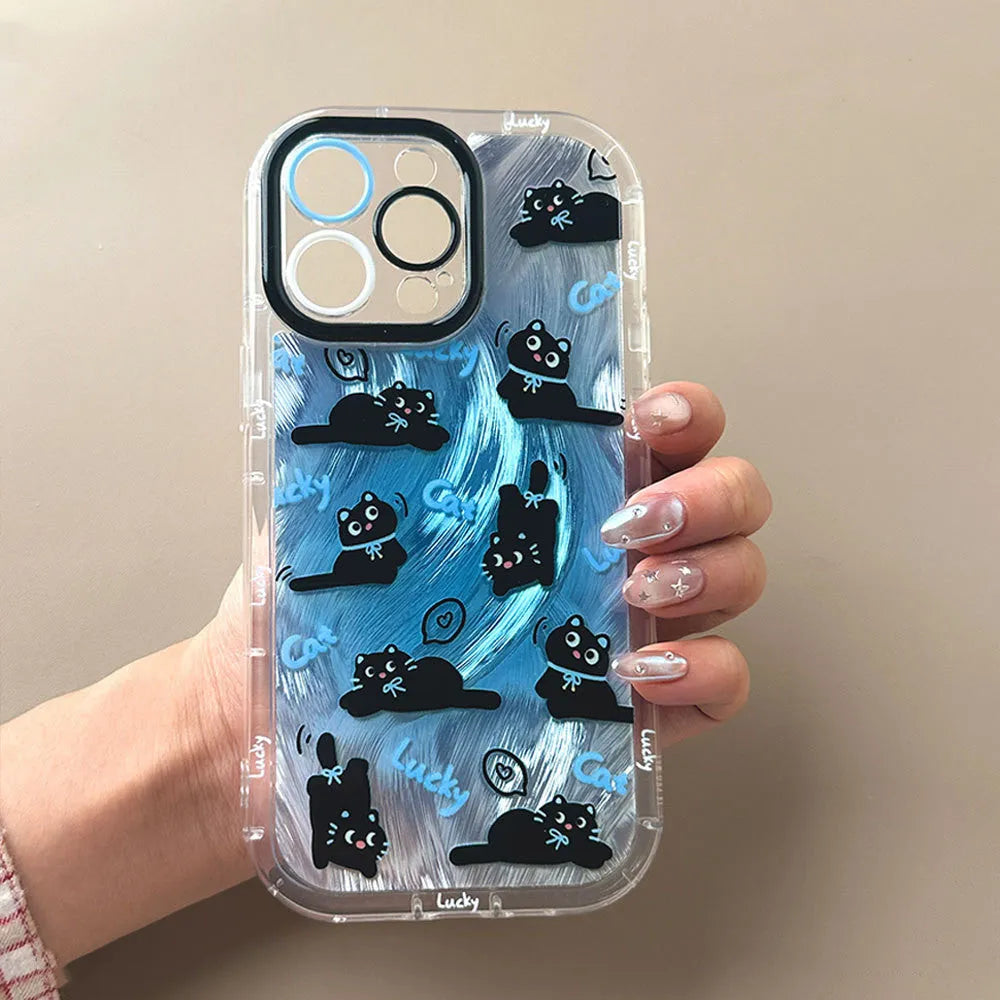 Blue fur cat PC phone case for Apple iPhone with spray paint finish and drop protection