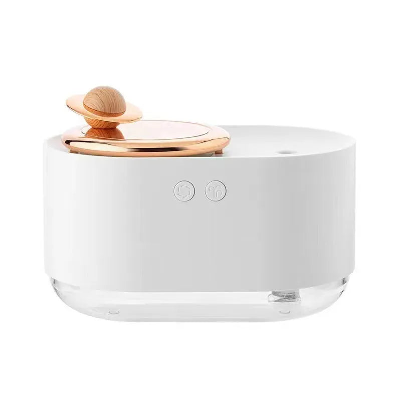 Rotating planet car humidifier in green colour with USB charging cable and 0.5L water tank
