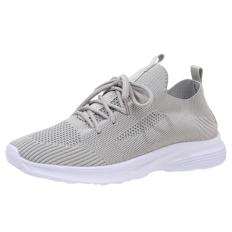 Women's breathable mesh running shoes in three colour options with flyknit upper and rubber sole