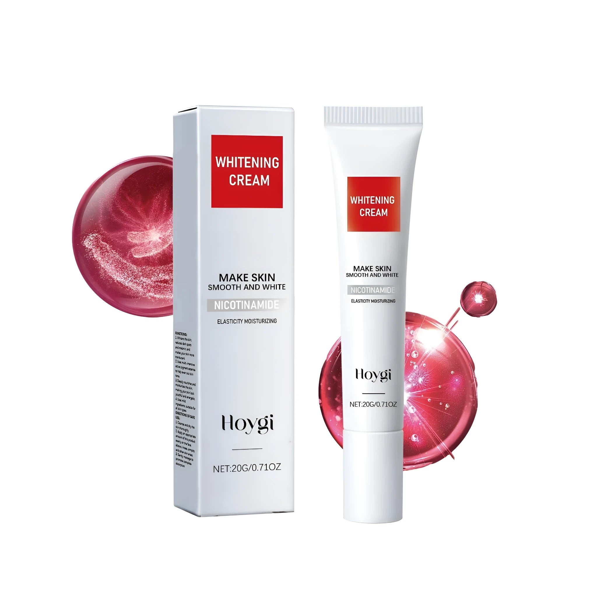 Whitening and brightening face cream in a white jar with orange lid, 20g size