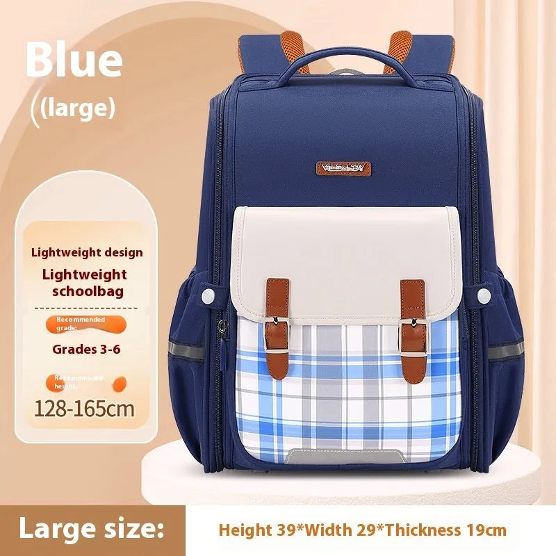 Student schoolbag in oxford cloth with large capacity, shown in multiple colour options for grade 5-6 pupils