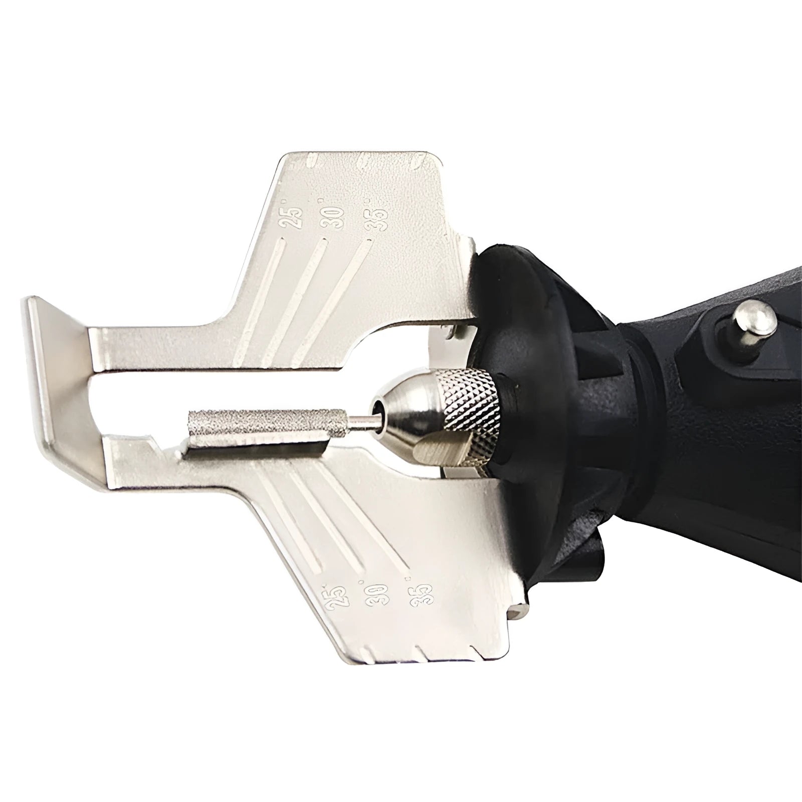 Electric grinding chain sharpening accessory set with high speed steel attachment, polishing tools, and ruler