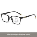 Multifocal reading glasses with colour-changing lenses and anti-blue light coating