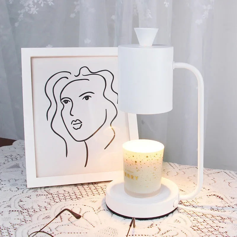 White European-style metal aromatherapy wax melt lamp with dimmer switch on a 1.5m cable.