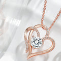 925 silver heart necklace in platinum, gold or rose gold finishes with diamond cut treatment
