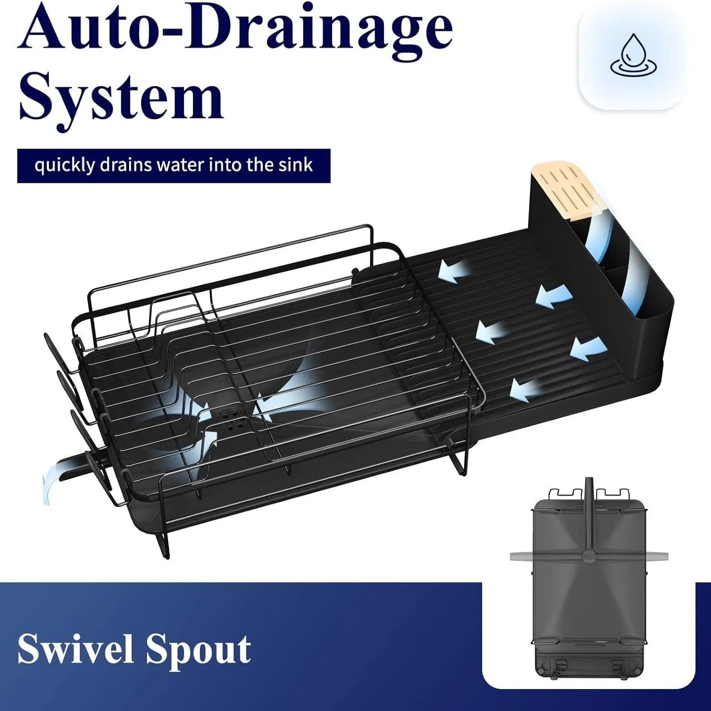 Retractable kitchen dish drying rack for cutlery and cups