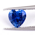 Royal blue heart-shaped tiara cut cubic zirconia loose gemstone on white background
