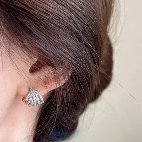 Geometric line design earrings with electroplated platinum colour finish