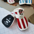 VIP Teddy Schnauzer blue zipper dog sneakers, set of four with non-slip soles.