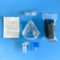 Transparent CPAP breathing mask with medical silicone seal and dual rotary elbows for ventilator connection