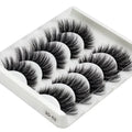 Handmade thick long natural false eyelashes in 3D fiber construction, pack of 5 pairs