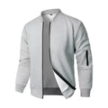 Men's loose fit knitted cotton jacket in light business style on a hanger