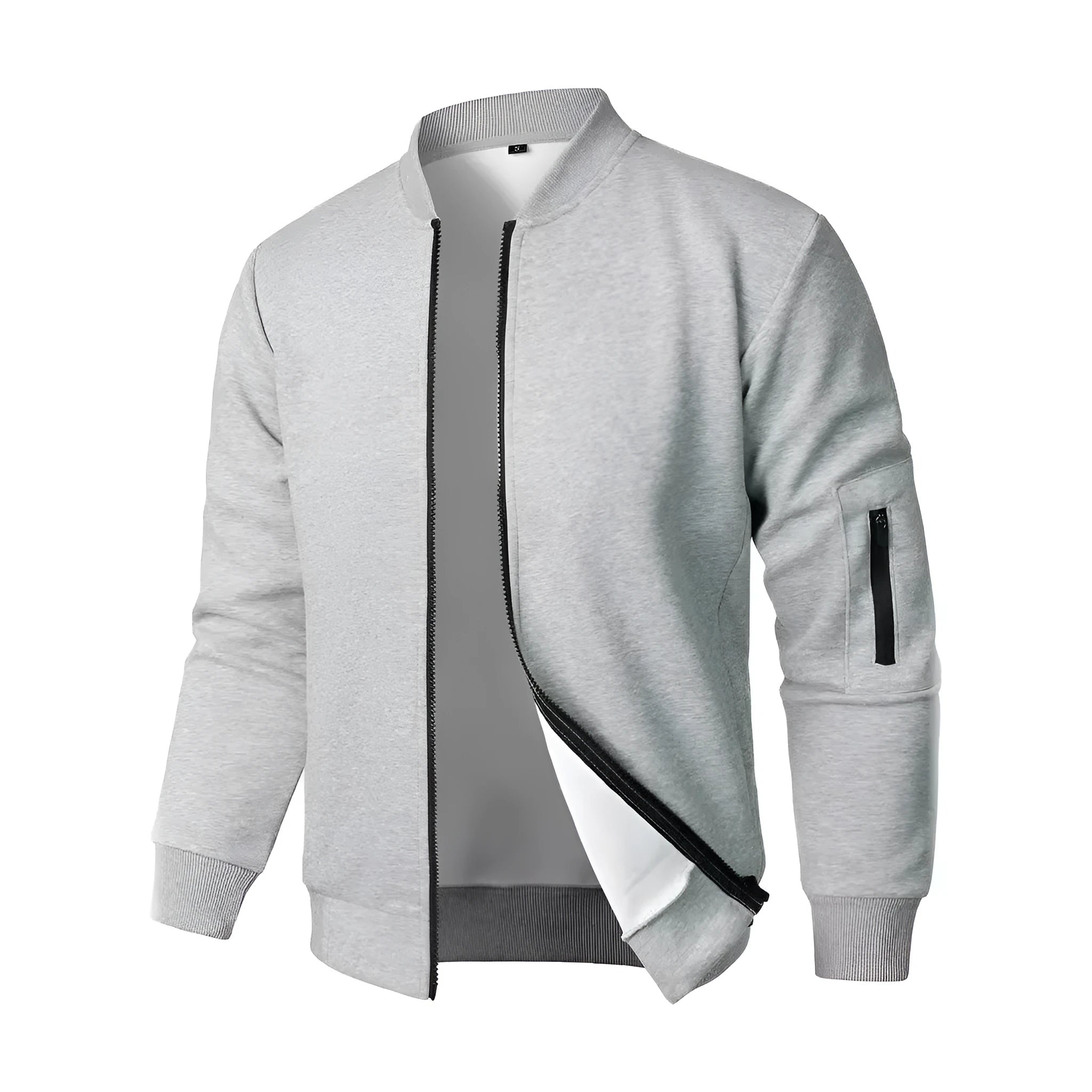 Men's loose fit knitted cotton jacket in light business style on a hanger
