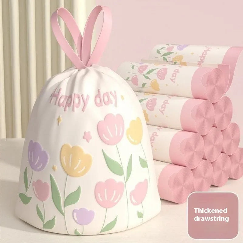 Pink argy wormwood mosquito repellent garbage bags with drawstring closure showing 44cm x 48cm dimensions