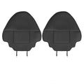 Black leather rear anti-kick pad for car seats, shown with dimensions 68cm long by 42cm wide.