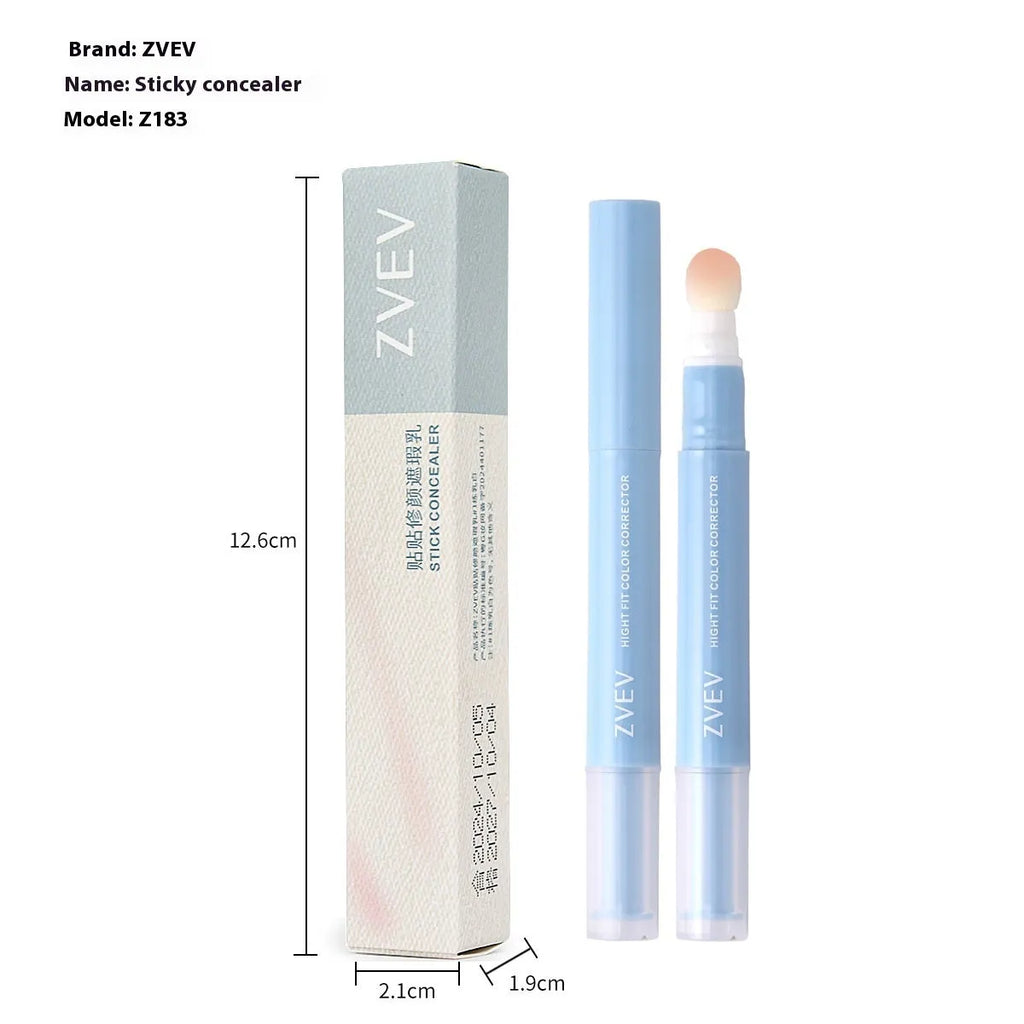 Sponge brush head concealer cream tube in three shade options for clothing imperfections.