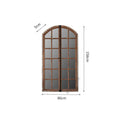 Terrace distressed wooden fake window wall mirror with log-coloured frame