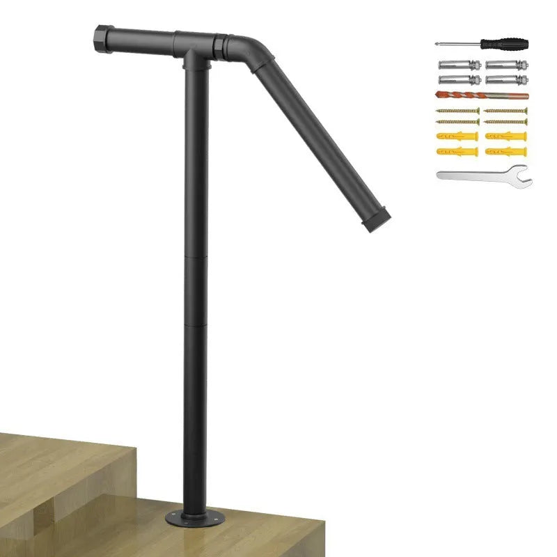 Black metal American household ladder support with minimalist stair design