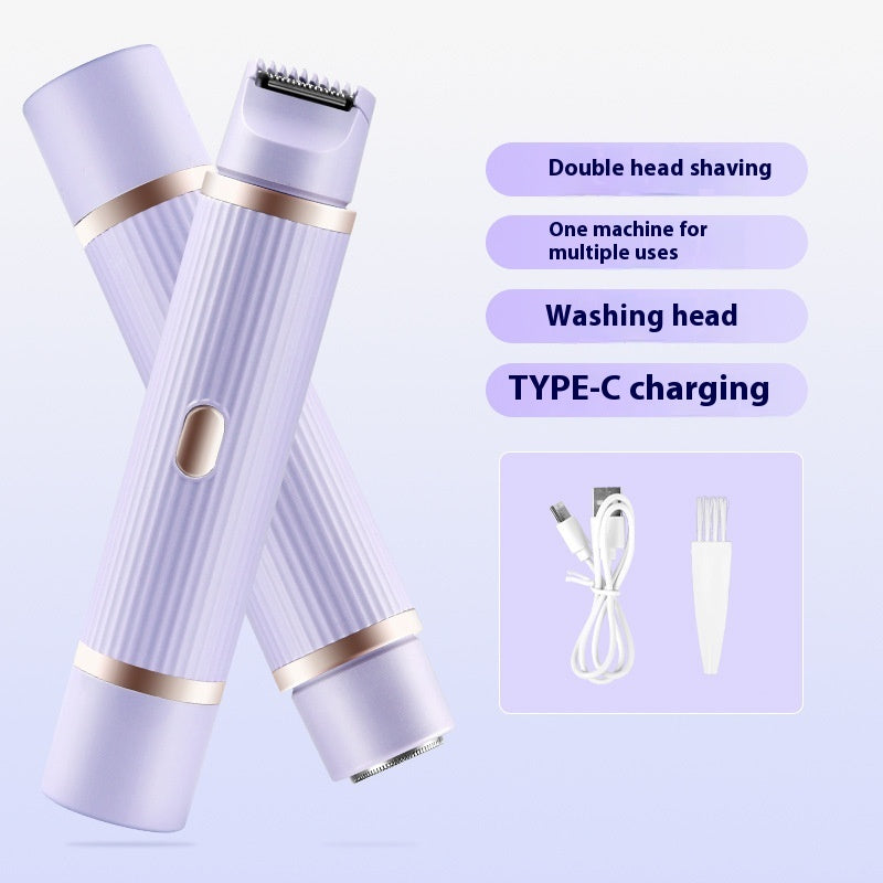 Painless Dual-Head Women's Electric Shaver - Automatic Body Hair Trimmer for Face, Lips, Underarms, Legs & Bikini Line (USB Rechargeable)