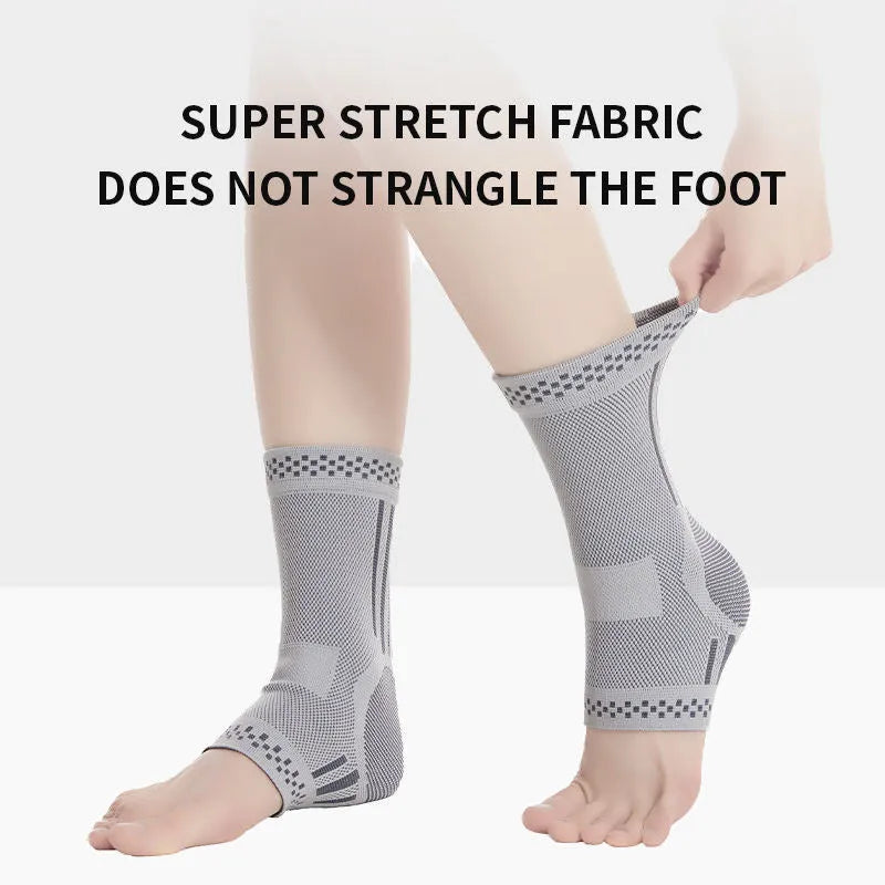 Graphene ankle brace compression sleeve with copper-infused fabric for sprain and tendonitis support
