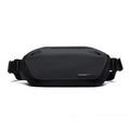 Black Oxford cloth men's messenger bag with cross-body strap.