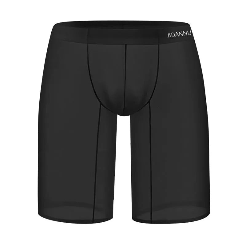 Men's knitted nylon mesh home shorts in solid colour with seamless construction