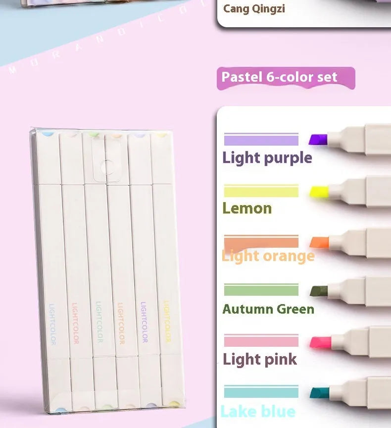 A pack of double-headed fluorescent marker pens showing their two distinct tips, available in mixed colours or themed sets.