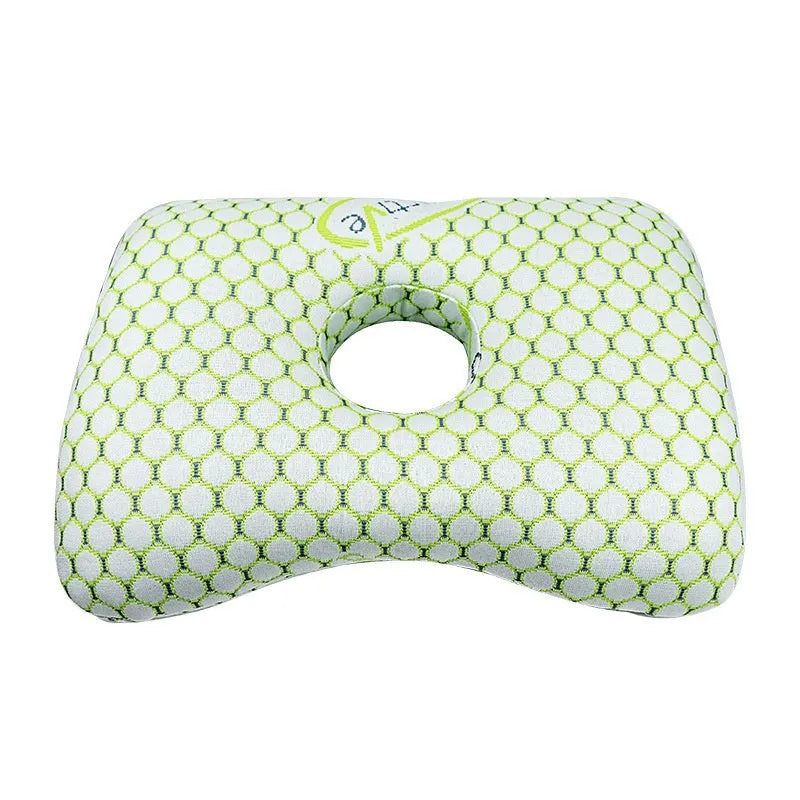 Single hole ear pillow for beauty salon use in grey colour, showing dimensions and face aperture.