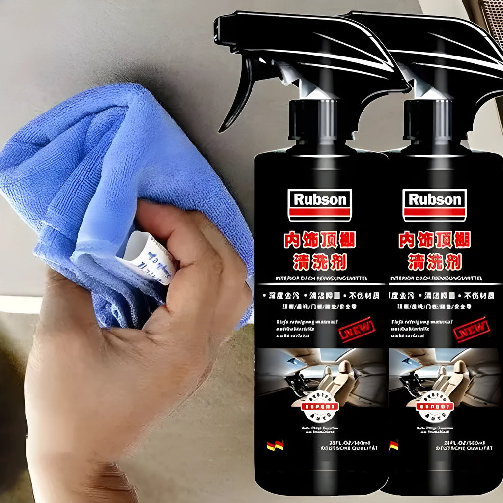 Bottles of wash-free ultrasonic fabric ceiling foam decontamination cleaner with towel and sponge wipes