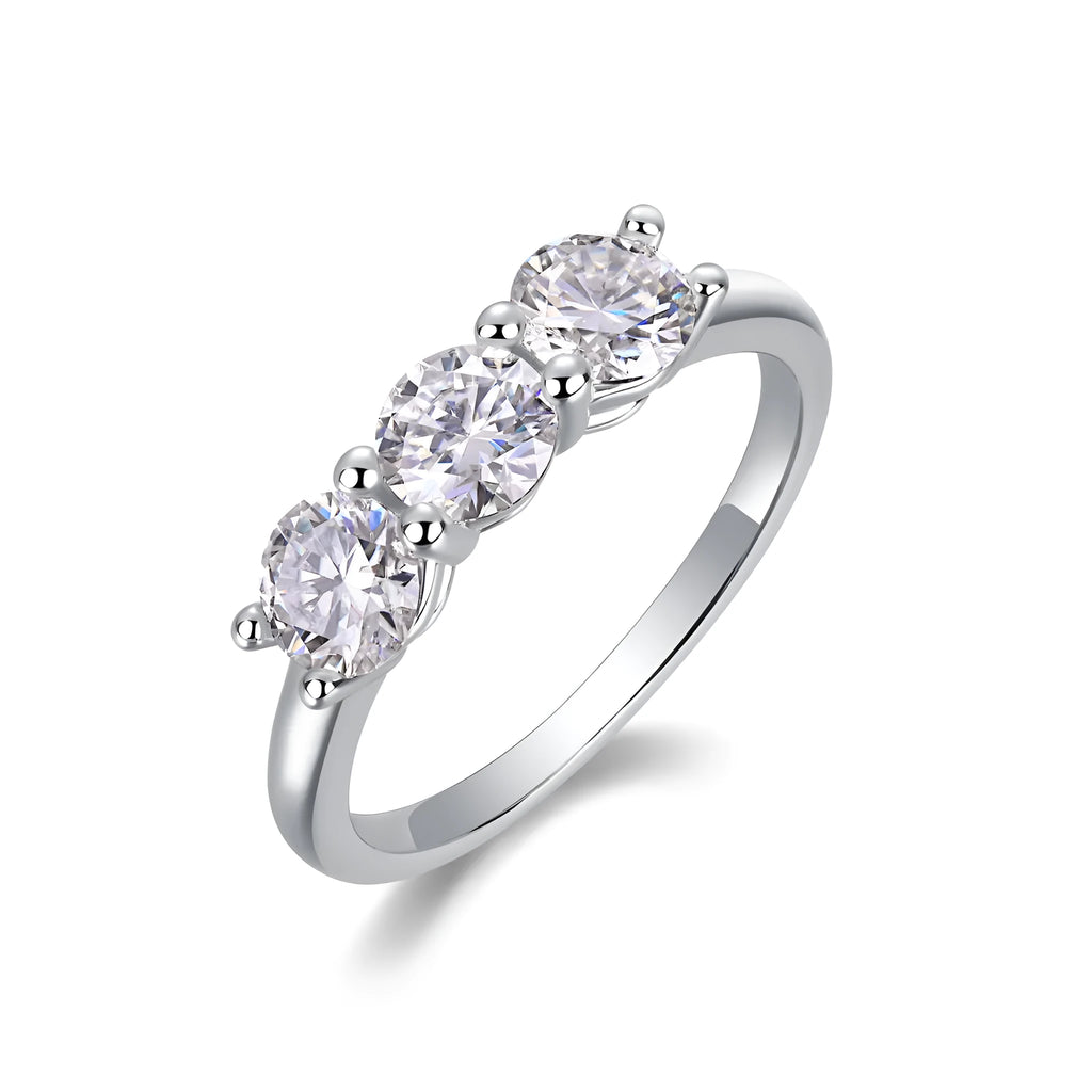 0.5 carat moissanite wedding ring set in S925 silver with platinum plating, gold colour, on white background