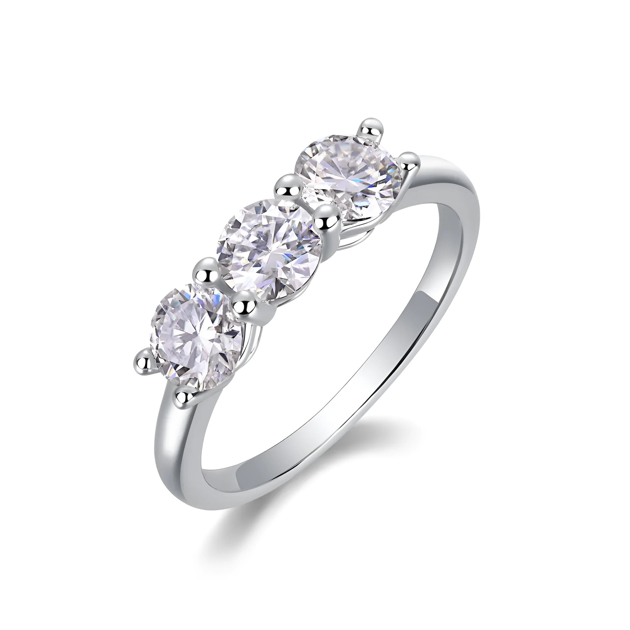 0.5 carat moissanite wedding ring set in S925 silver with platinum plating, gold colour, on white background