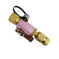 Metal valve core removal tool set for bicycle tyres in black and pink with 1/4 inch and 5/16 inch sizes.