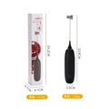 Black and white handheld electric milk frother blender with modern design