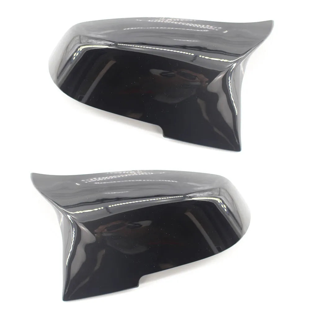Pair of paint bright black modified horn rearview mirror shells for BMW 3 and 4 Series F-chassis models