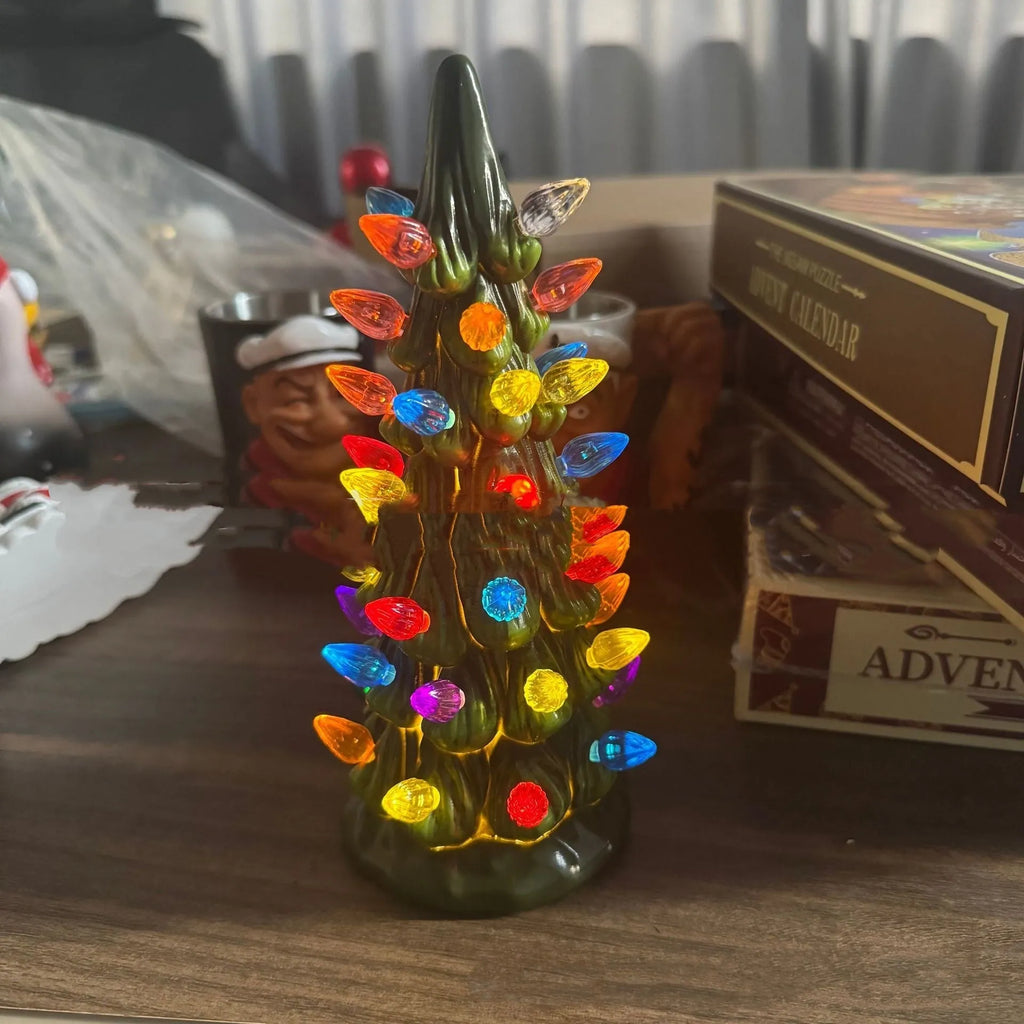 Resin Christmas tree ornament with LED lights in European style design