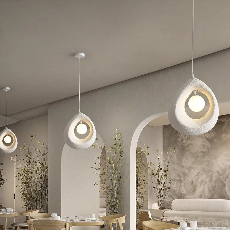 Retro modern pendant chandelier with milky white 32x35cm lampshade