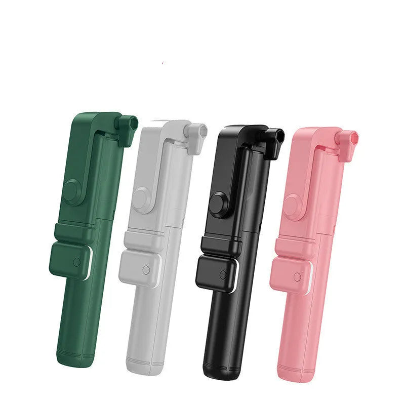 Aluminium alloy Bluetooth selfie stick and tripod with phone holder, shown in black colour.