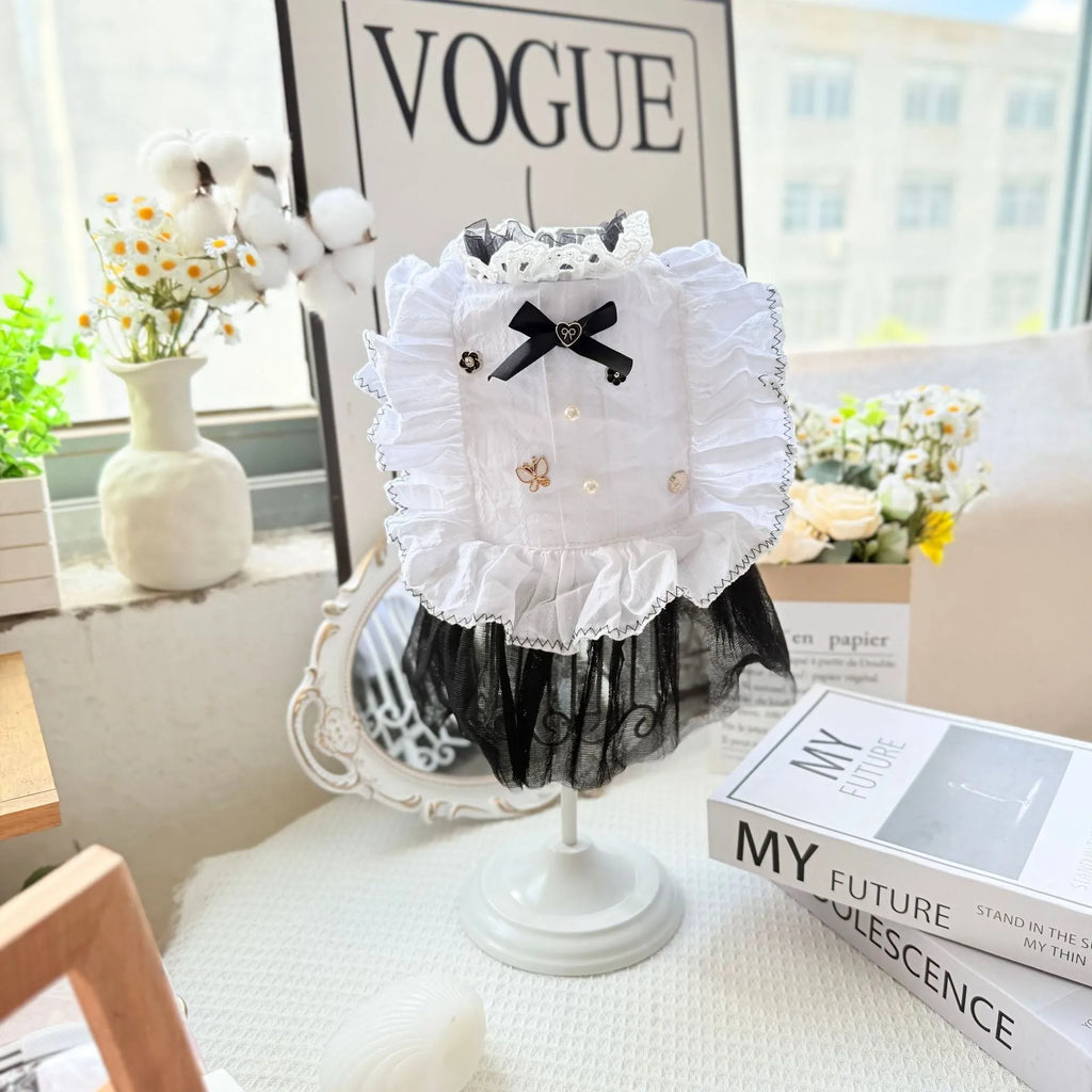White yarn princess-style waltz gauze skirt for small dogs with five available sizes