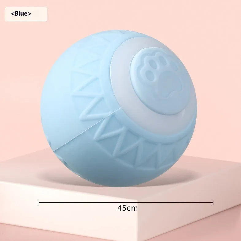 Blue automatic moving cat toy ball with rechargeable charging cable