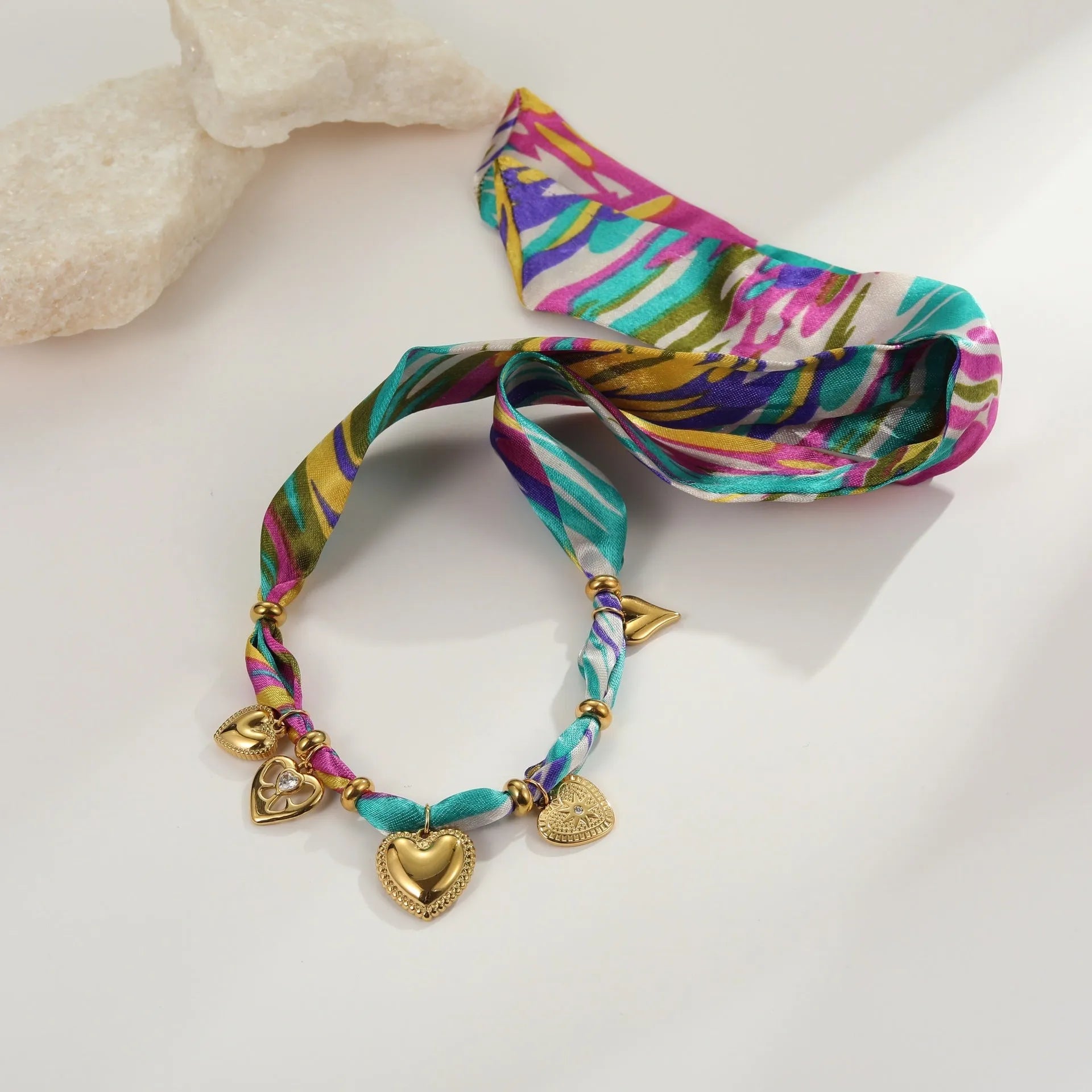 Geometric pendant on an 18K plated stainless steel chain necklace or bracelet for women