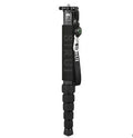 Black carbon fibre camera monopod extended to show six telescoping sections