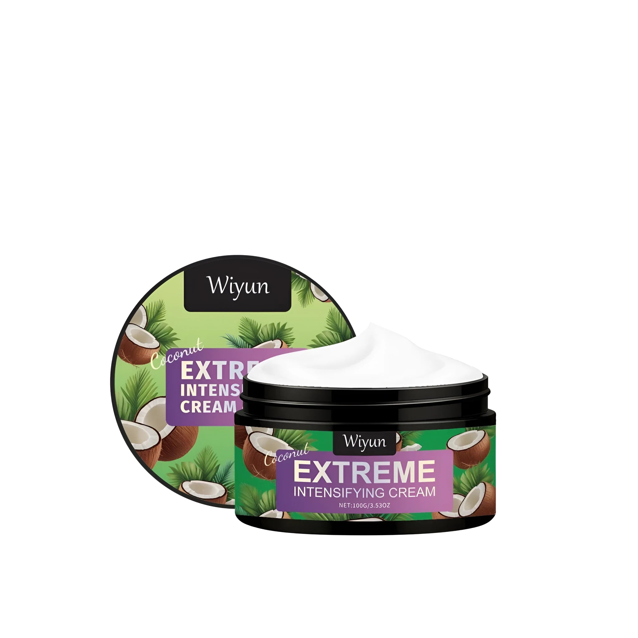 Coconut Extreme Intensifying Cream hair styling gel in a tube with caramel-coloured product.