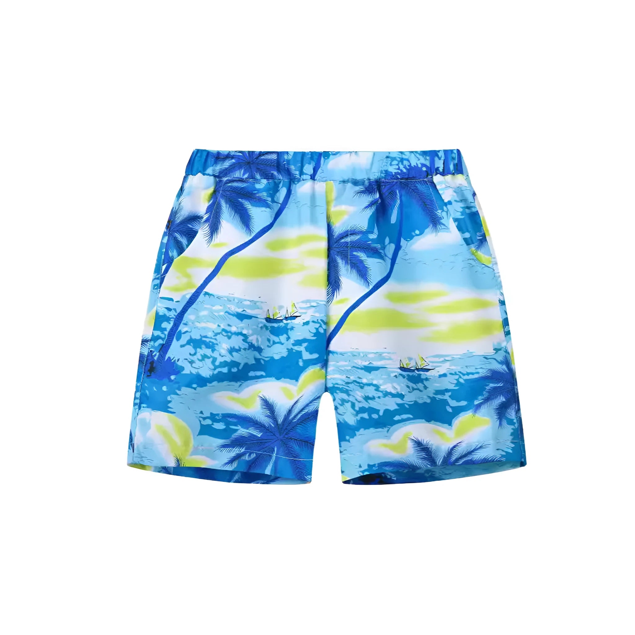 Fashion printed coconut multi-color thin beach pants for children, summer shorts with hairband belt